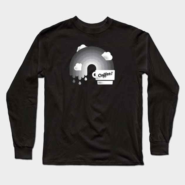 Black Coffee Rainbow with Cream Clouds! Long Sleeve T-Shirt by Knocking Ghost